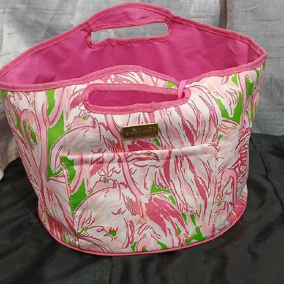 Lilly Pulitzer Flamigo Pink and Green Insulsted  Women's Tote Bag - Picture 1 of 8